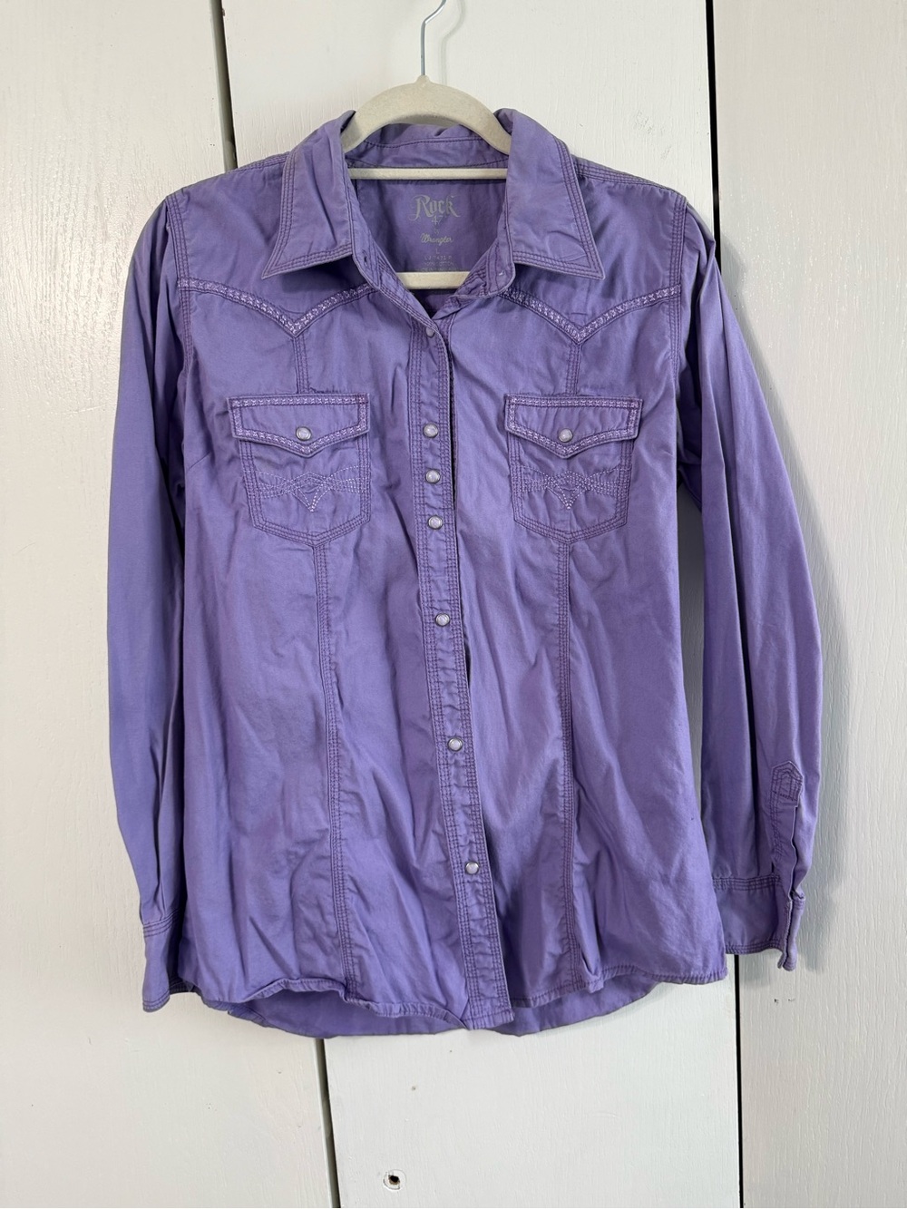 Rugged Western-Inspired Button-Down Shirt - Purple